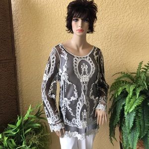 Covered Stitch Design lace tunic top